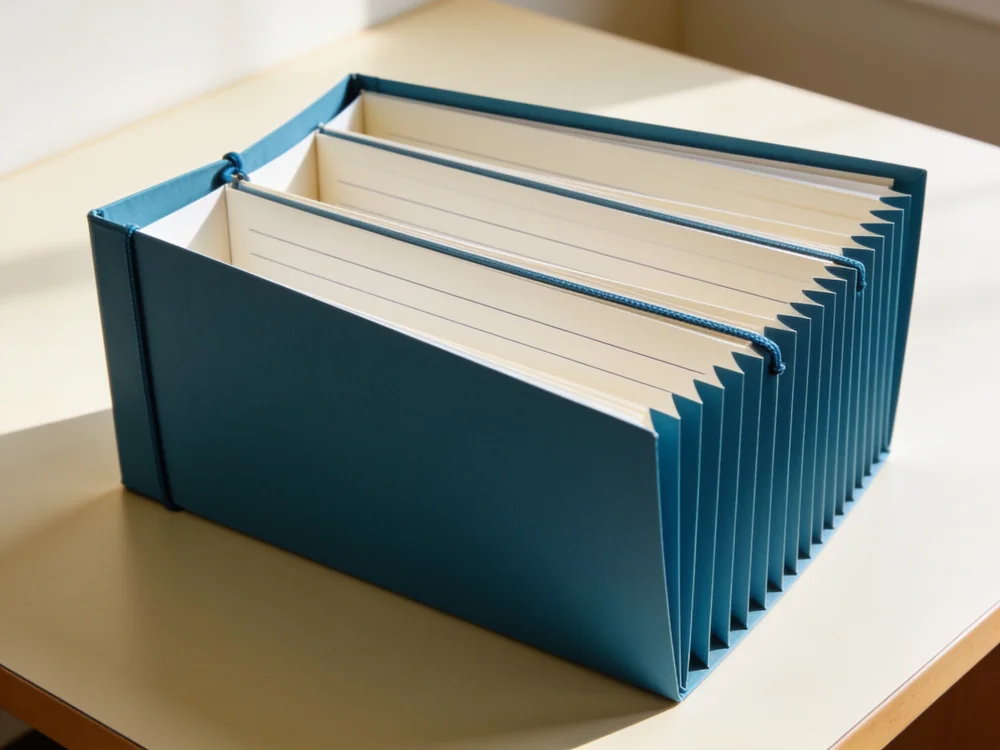 Accordion expanding file — Polypropylene cover; expanding concertina dividers; elastic closure