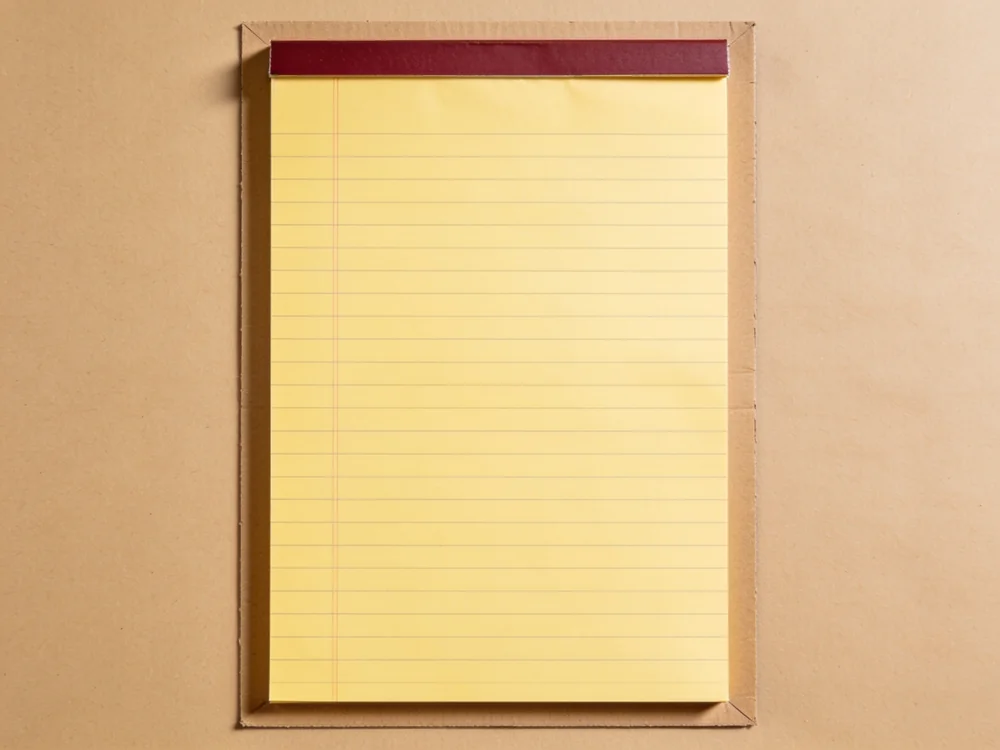Yellow top-bound legal pad — Yellow 60 gsm paper; glued top binding; ruled pages